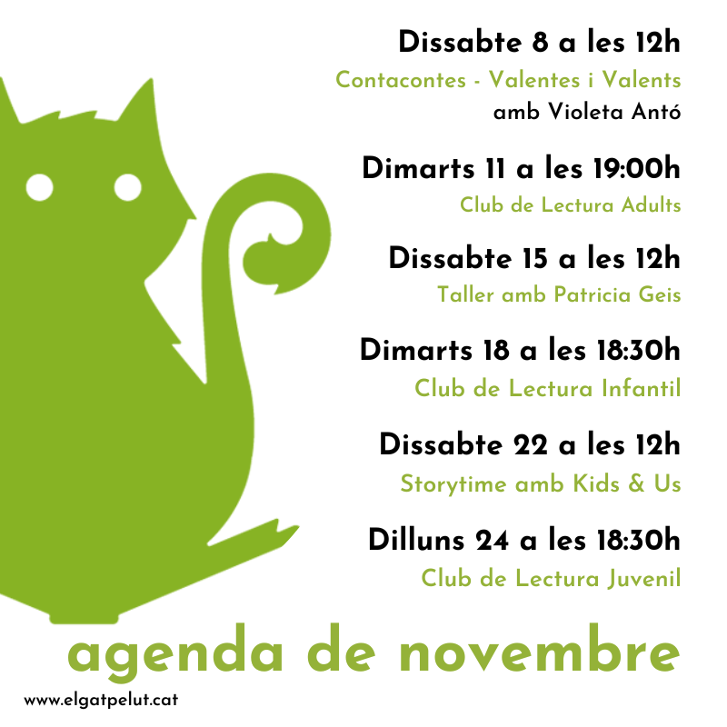 🐾 Agenda d’activiGATS de novembre a El Gat Pelut 🍂