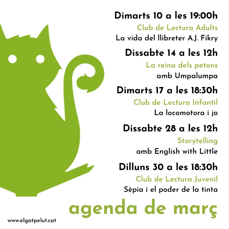 🐾 Agenda d’activiGATS de març a El Gat Pelut 🍂